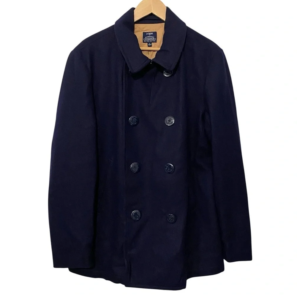 J Crew Dock Icon Wool Blend Pea Coat US Navy Blue Sailor 40s Retro Men’s Medium